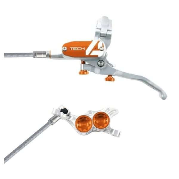 HOPE FRENO ANTERIORE TECH4 E4 BRAIDED SILVER/ORANGE