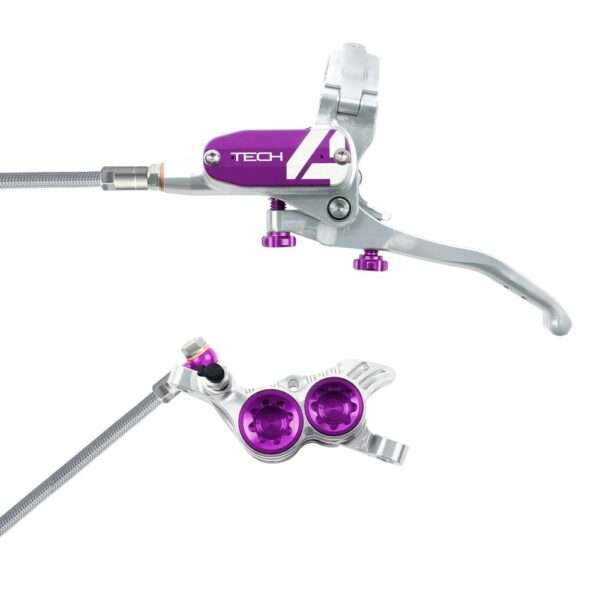 HOPE Freno Tech4 V4 Braided Silver Purple Rear