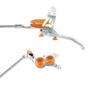 HOPE Freno Tech4 V4 Braided Silver Orange Front