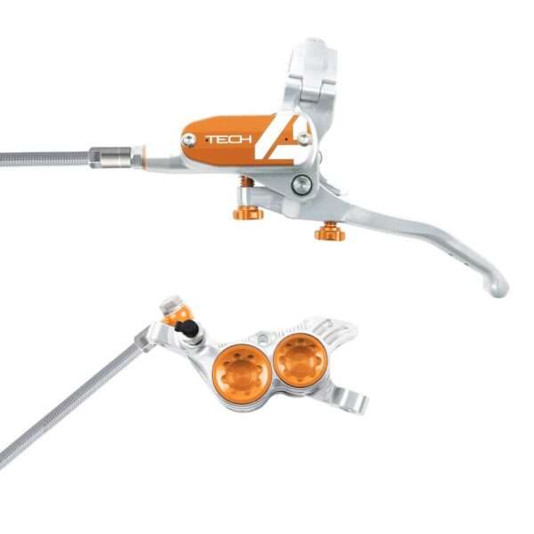 HOPE Freno Tech4 V4 Braided Silver Orange Front