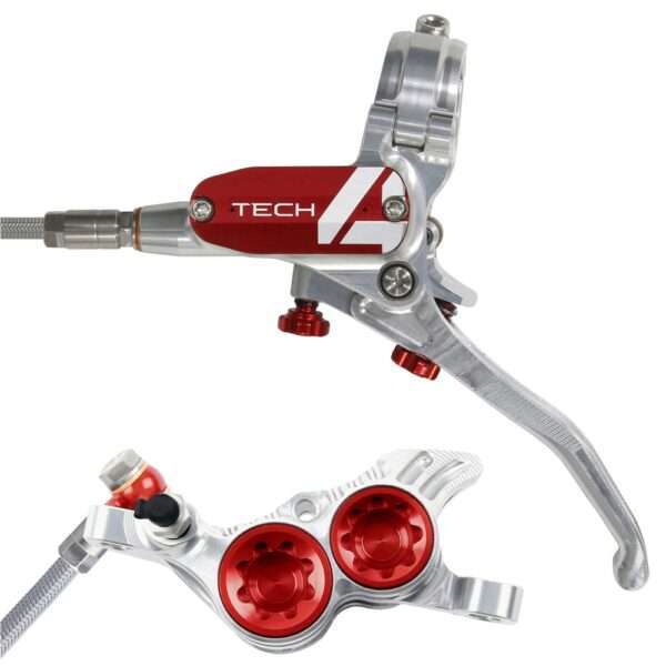 HOPE Freno Tech4 V4 Braided Silver Red Front